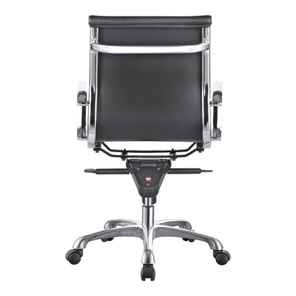 Studo High Back Office Chair Grey Vegan Leather Office Chairs, Grey / Chromed Steel Frame