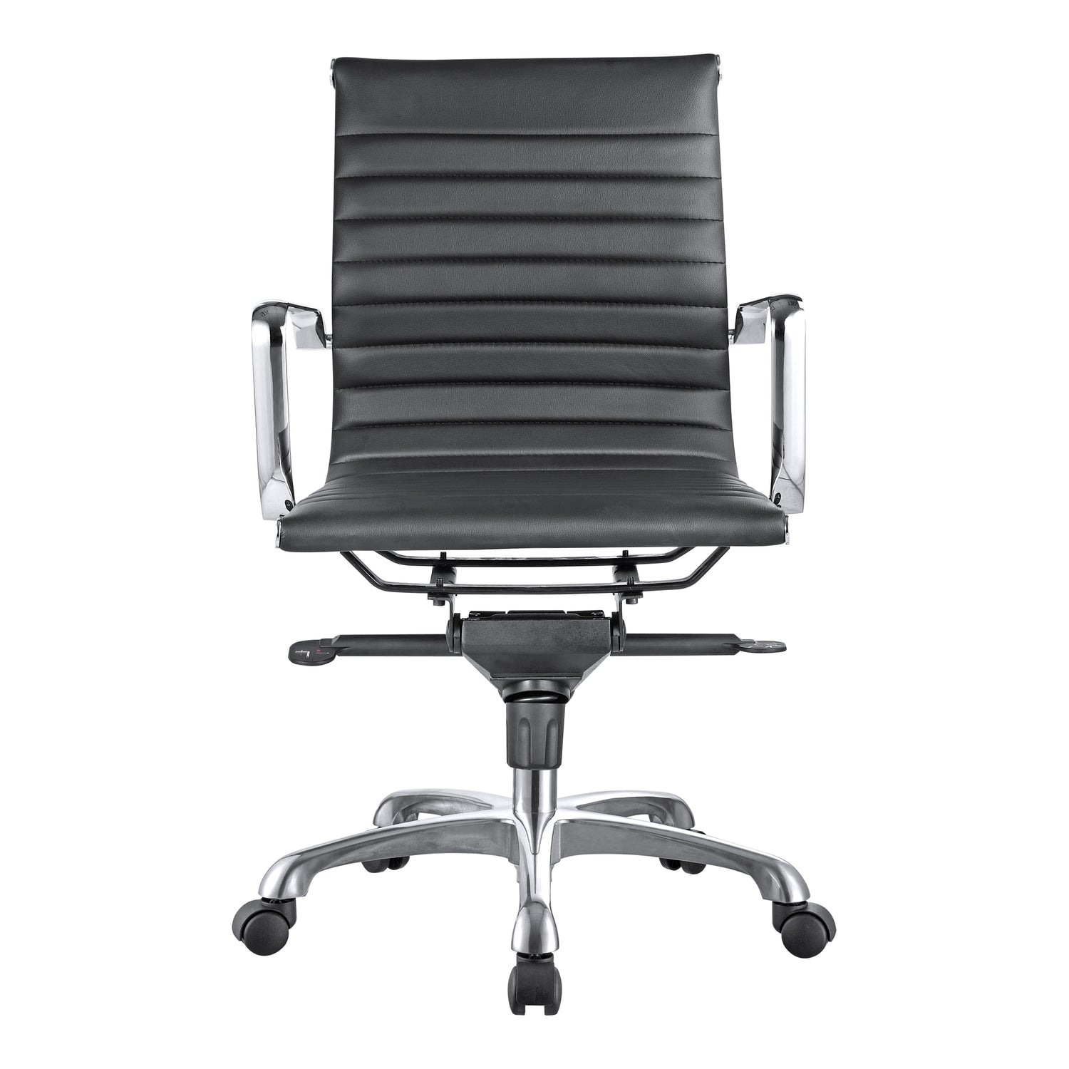 Studo High Back Office Chair Grey Vegan Leather Office Chairs, Grey / Chromed Steel Frame