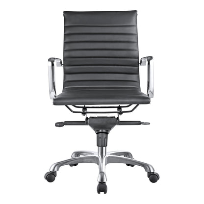 Studo High Back Office Chair Grey Vegan Leather Office Chairs, Grey / Chromed Steel Frame