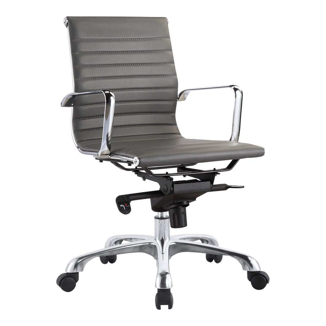 Studo Low Back Office Chair Black Vegan Leather Office Chairs, Black / Chromed Steel Frame