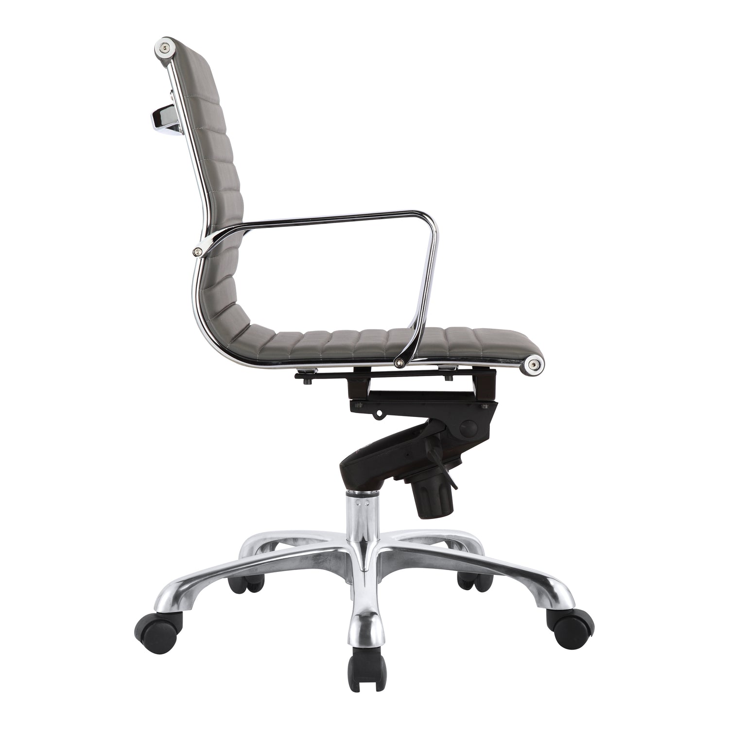 Studo Low Back Office Chair Black Vegan Leather Office Chairs, Black / Chromed Steel Frame