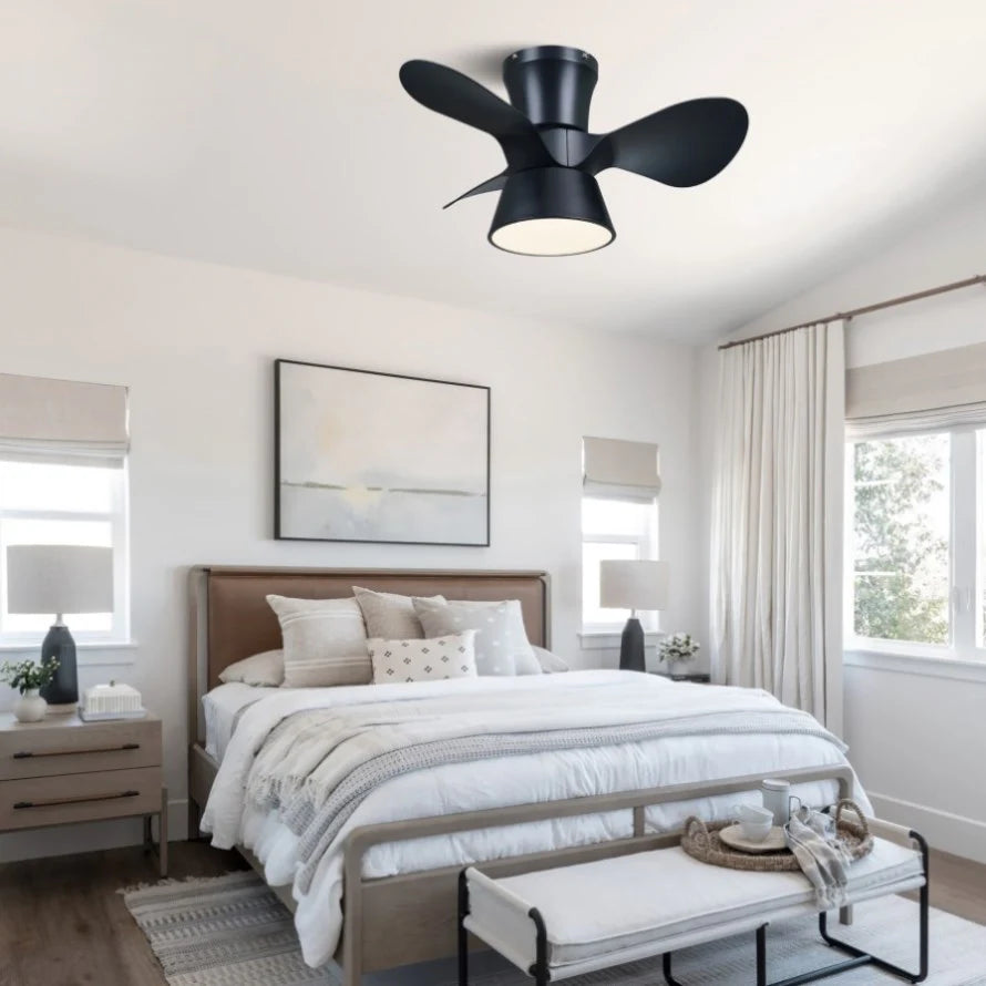 Elegant 46-Inch Black Ceiling Fan with Reversible DC Motor and Dimmable LED Lights