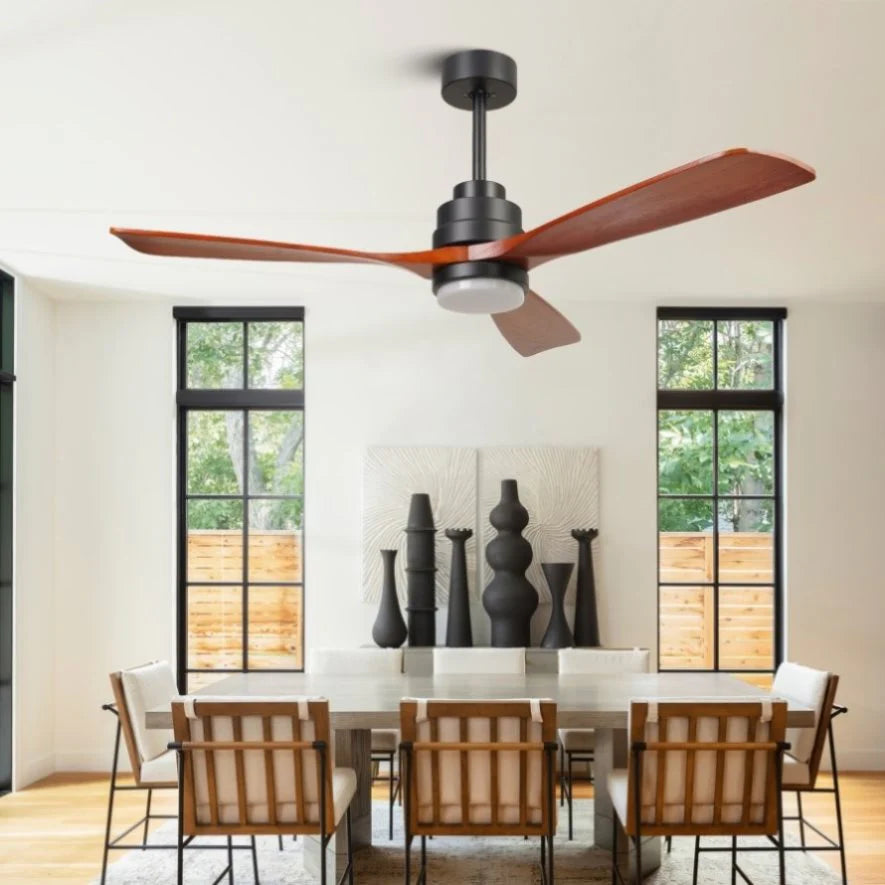 Elegant 46-Inch Black Ceiling Fan with Reversible DC Motor and Dimmable LED Lights