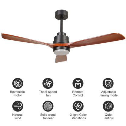 Elegant 46-Inch Black Ceiling Fan with Reversible DC Motor and Dimmable LED Lights