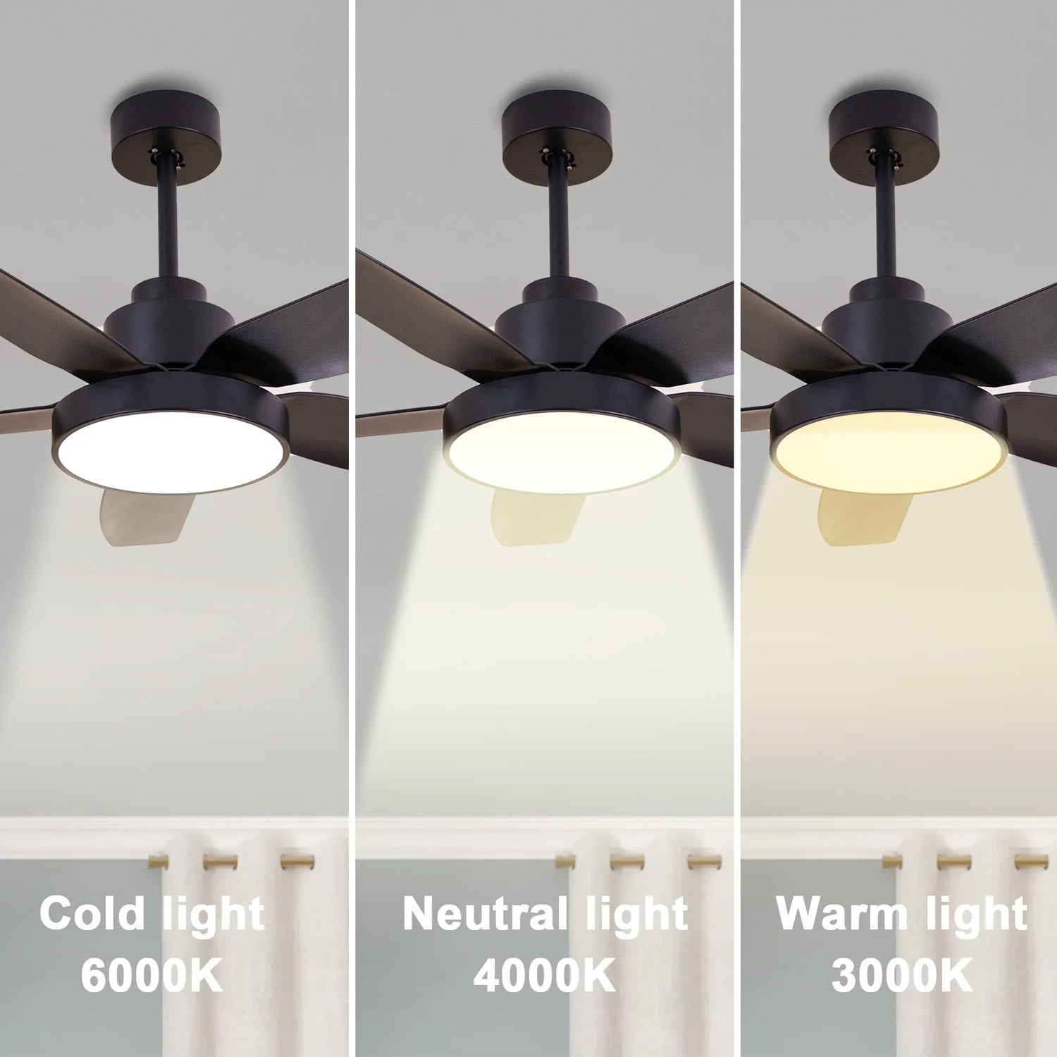 Elegant 46-Inch Black Ceiling Fan with Reversible DC Motor and Dimmable LED Lights