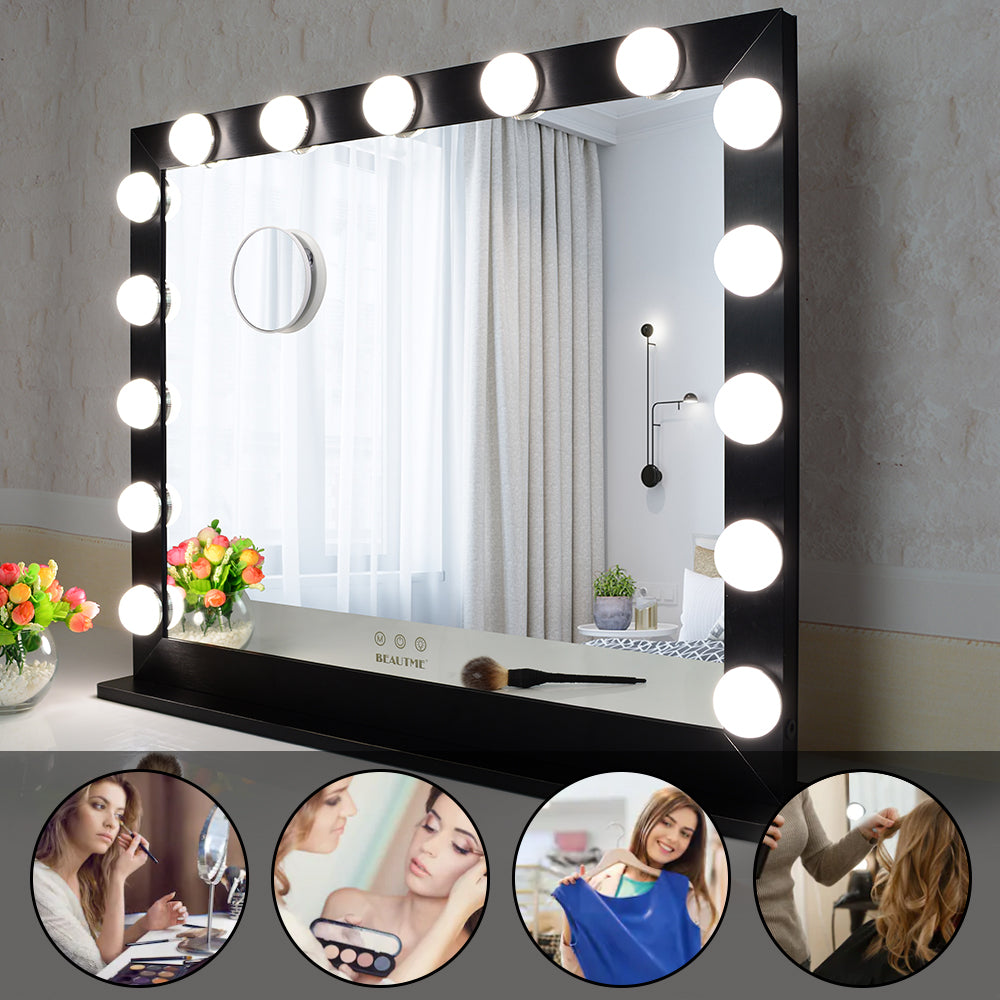 Hollywood Vanity Mirror With Lights,Dressing Tabletop Vanity Mirror with 15pcs Led Lights Large Beauty Mirror