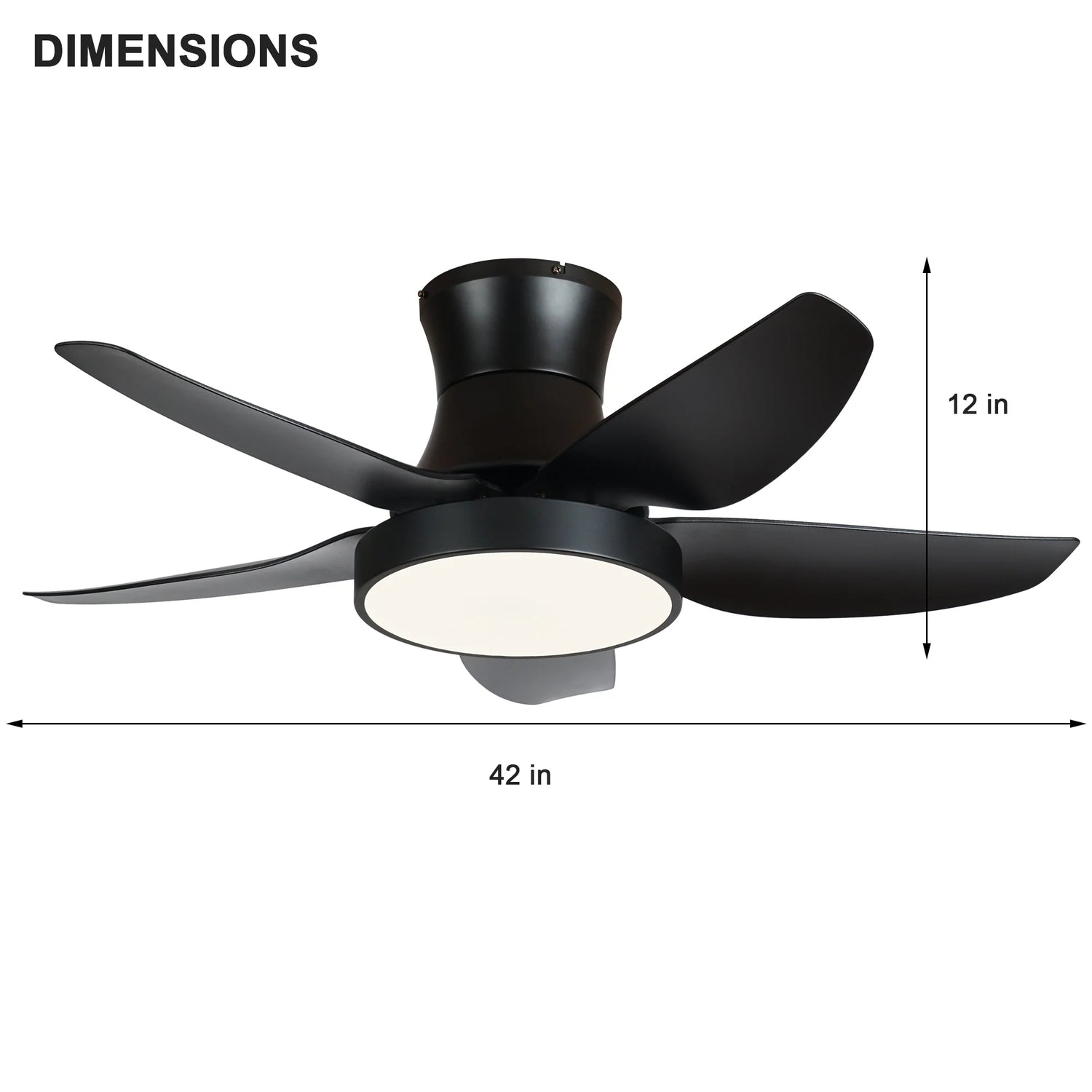 Elegant 46-Inch Black Ceiling Fan with Reversible DC Motor and Dimmable LED Lights