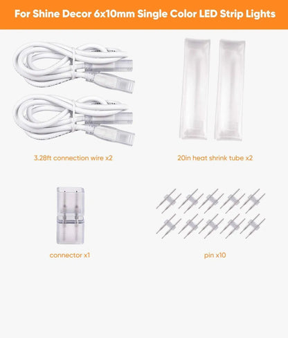Connector Kit for 110V LED Strip Light-6x10mm Proselect strip -