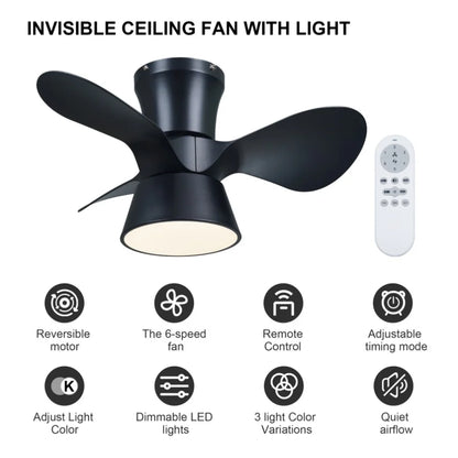 Elegant 46-Inch Black Ceiling Fan with Reversible DC Motor and Dimmable LED Lights