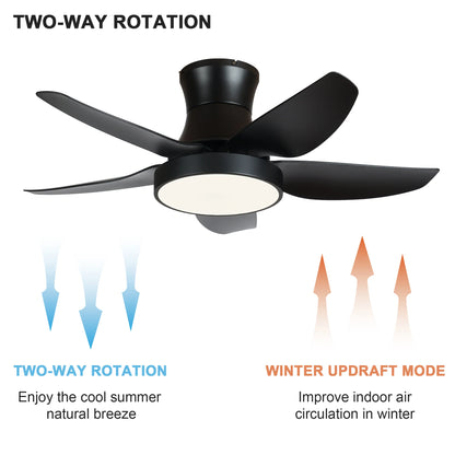 Elegant 46-Inch Black Ceiling Fan with Reversible DC Motor and Dimmable LED Lights