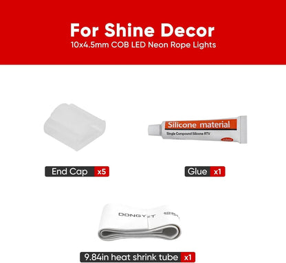 End Cap Pack for 120V Flexible COB LED Neon Rope Light 10x4.5mm
