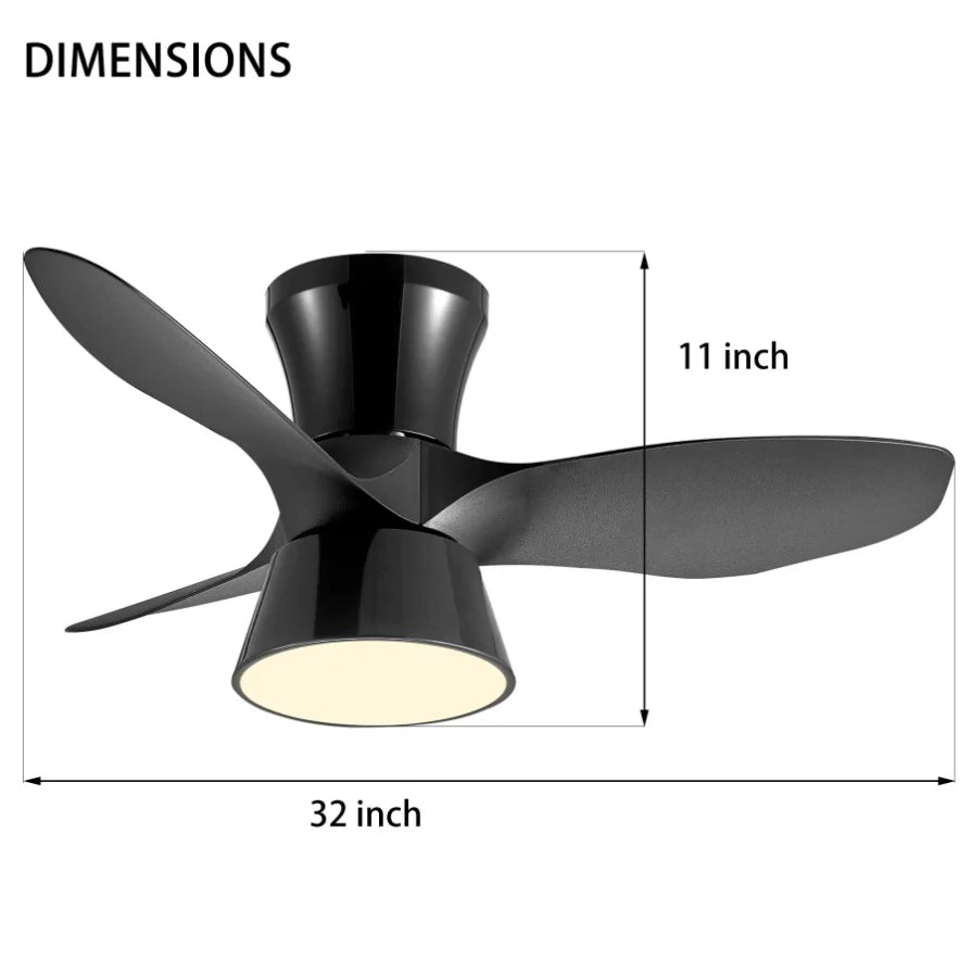 Elegant 46-Inch Black Ceiling Fan with Reversible DC Motor and Dimmable LED Lights