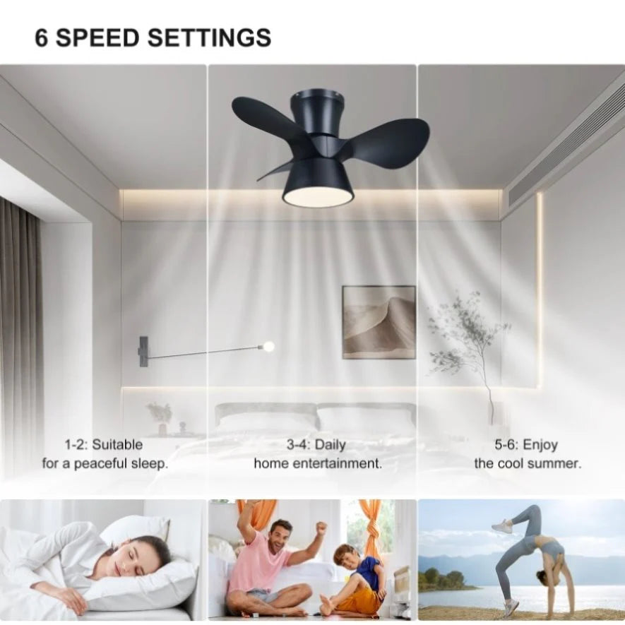 Elegant 46-Inch Black Ceiling Fan with Reversible DC Motor and Dimmable LED Lights