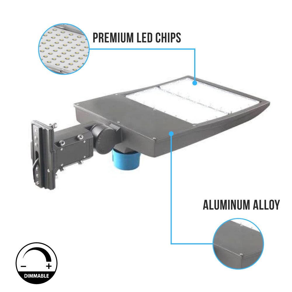 LED Pole Light with Dusk-to-Dawn Photocell, 300W/240W/200W Adjustable, 5700K, 133LM/W, Universal Mount, IP65 Waterproof, AC120-277V Ð Outdoor Parking Lot &amp; Street Lighting