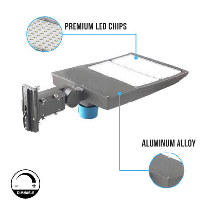LED Pole Light with Dusk-to-Dawn Photocell, 300W/240W/200W Adjustable, 5700K, 133LM/W, Universal Mount, IP65 Waterproof, AC120-277V Ð Outdoor Parking Lot &amp; Street Lighting