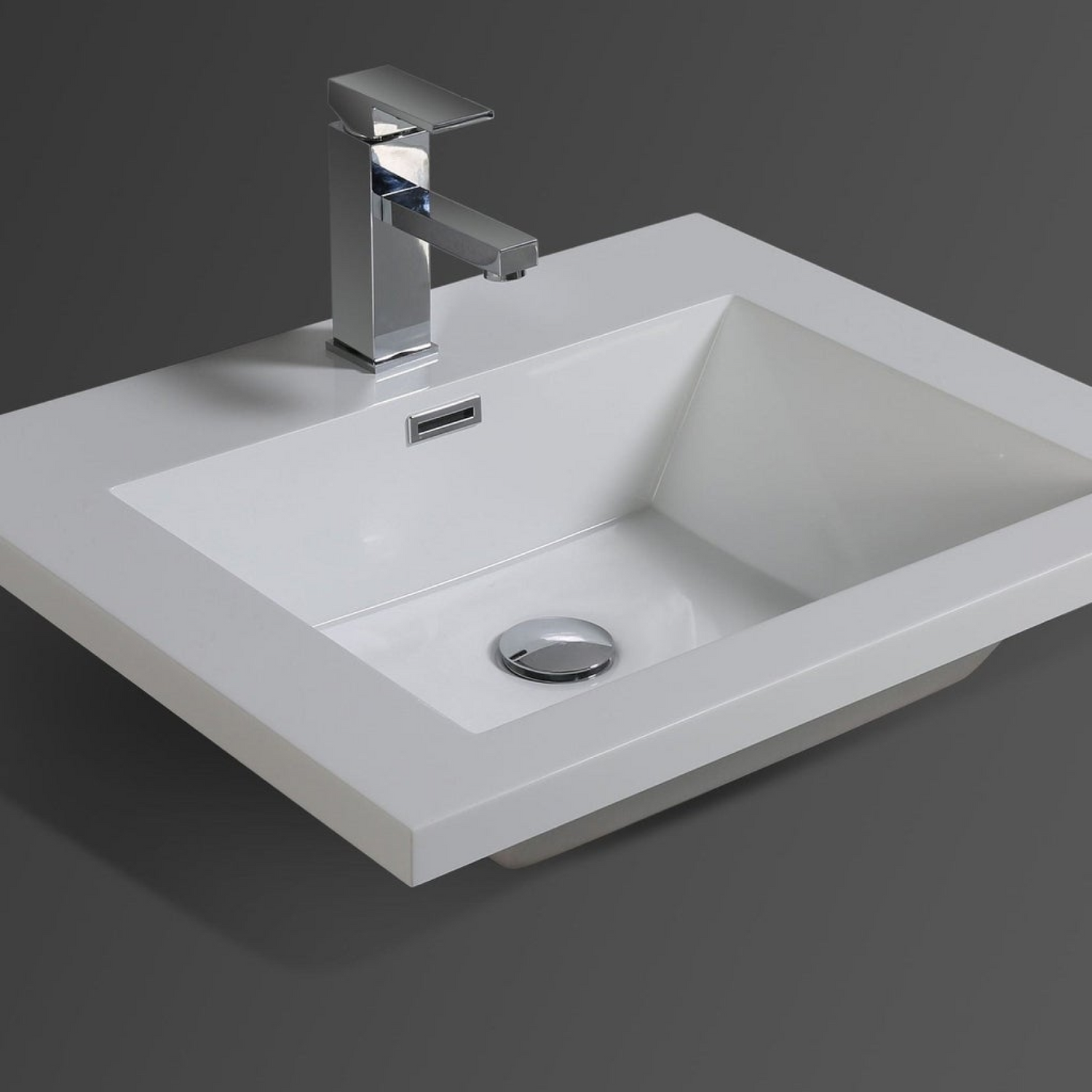 Boho Elegance 24&quot; High Gloss Night Blue Wall-Mounted Vanity With Single Reinforced White Acrylic Sink