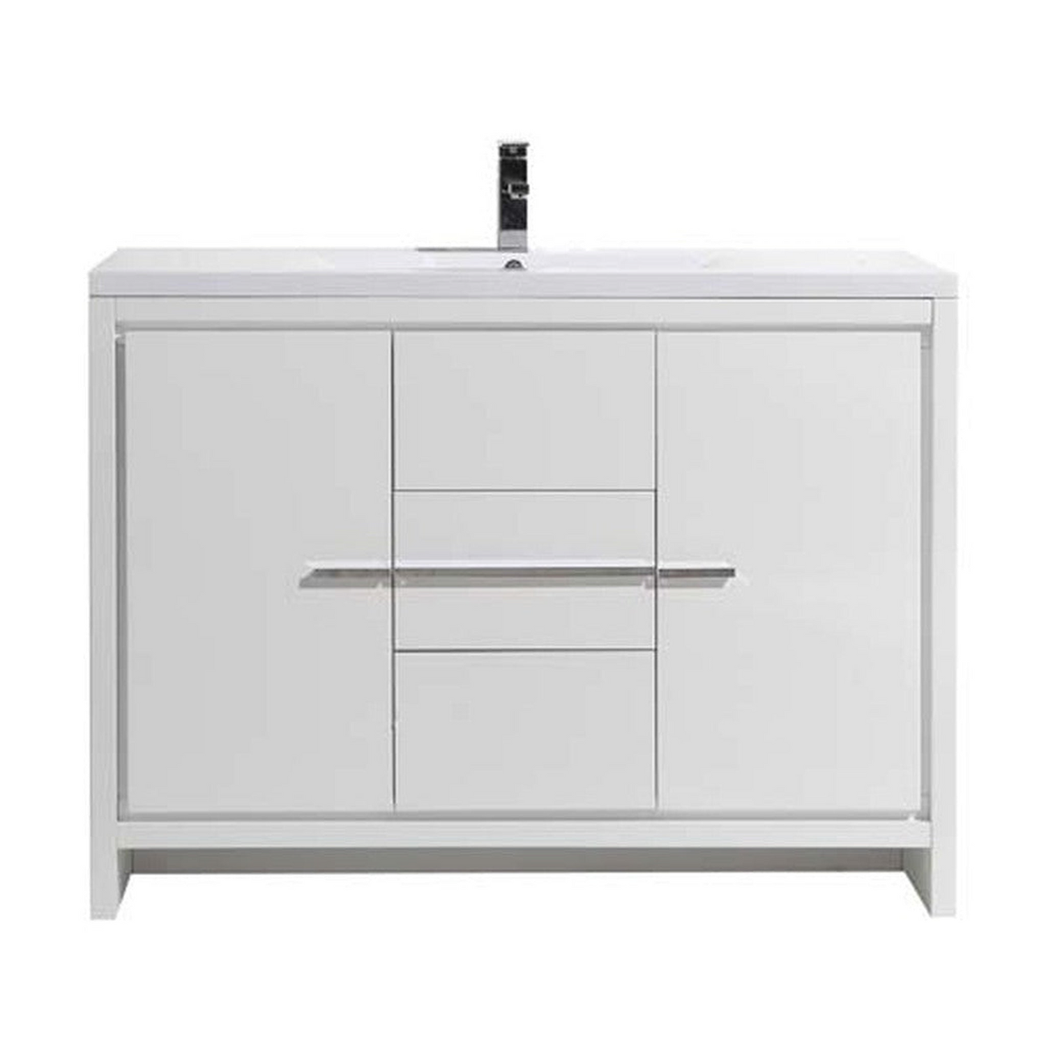 Amara 48&quot; High Gloss White Freestanding Vanity With Single Reinforced White Acrylic Sink