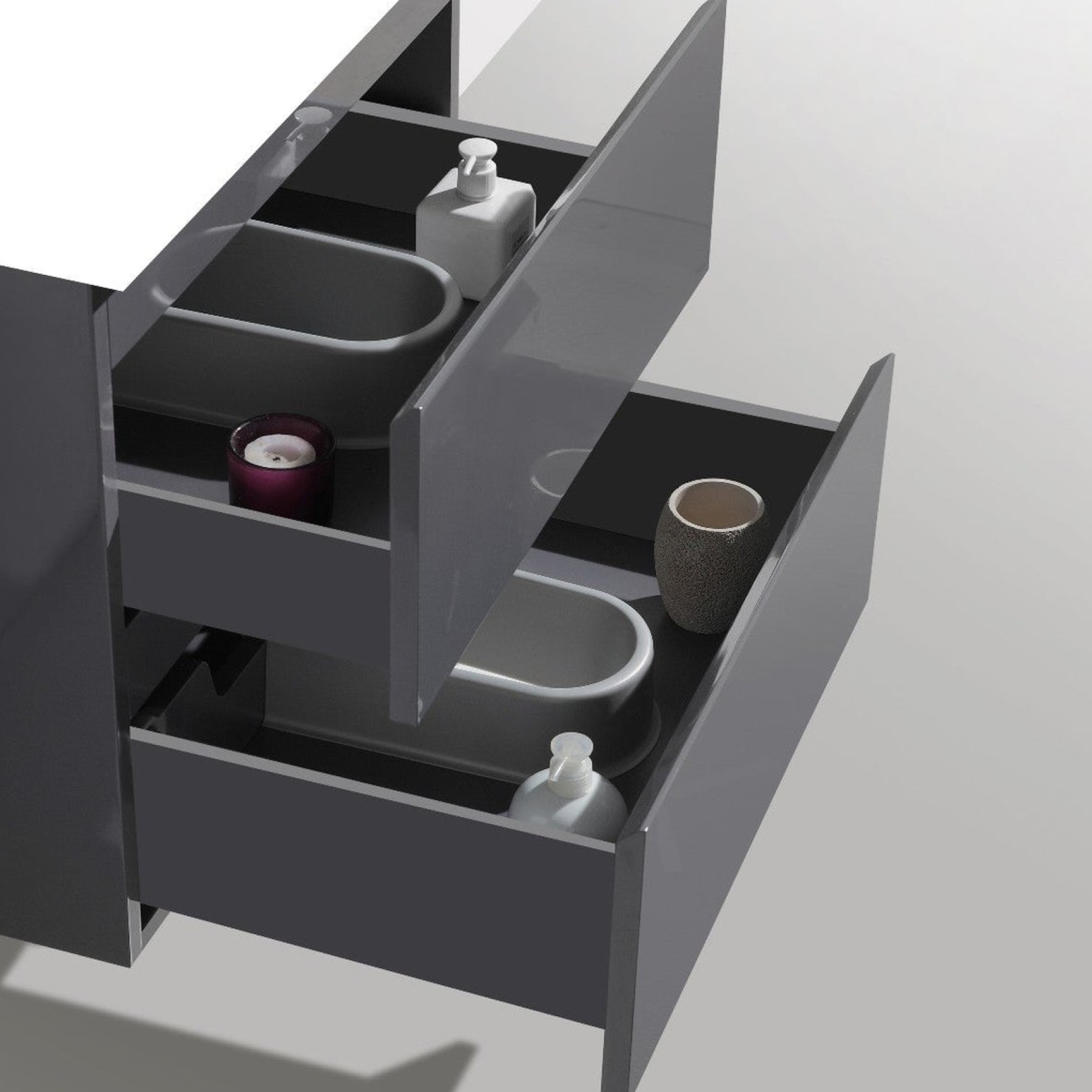 Boho Elegance 24&quot; High Gloss Gray Wall-Mounted Vanity With Single Reinforced White Acrylic Sink