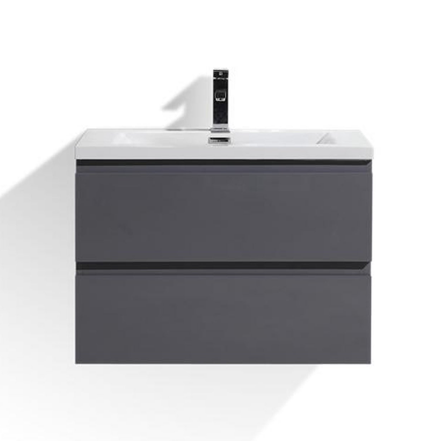 Boho Elegance 36&quot; High Gloss Gray Wall-Mounted Vanity With Single Reinforced White Acrylic Sink