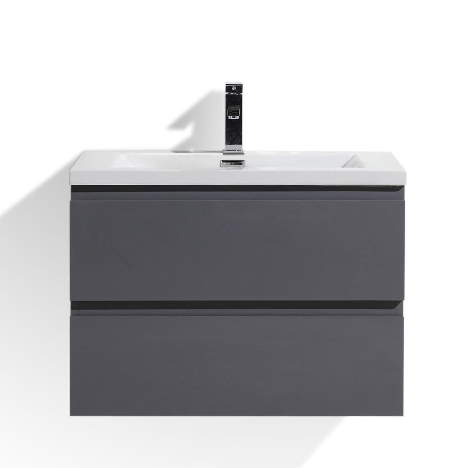 Boho Elegance 30&quot; High Gloss Gray Wall-Mounted Vanity With Single Reinforced White Acrylic Sink