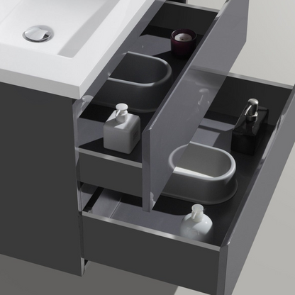 Boho Elegance 30&quot; High Gloss Gray Wall-Mounted Vanity With Single Reinforced White Acrylic Sink