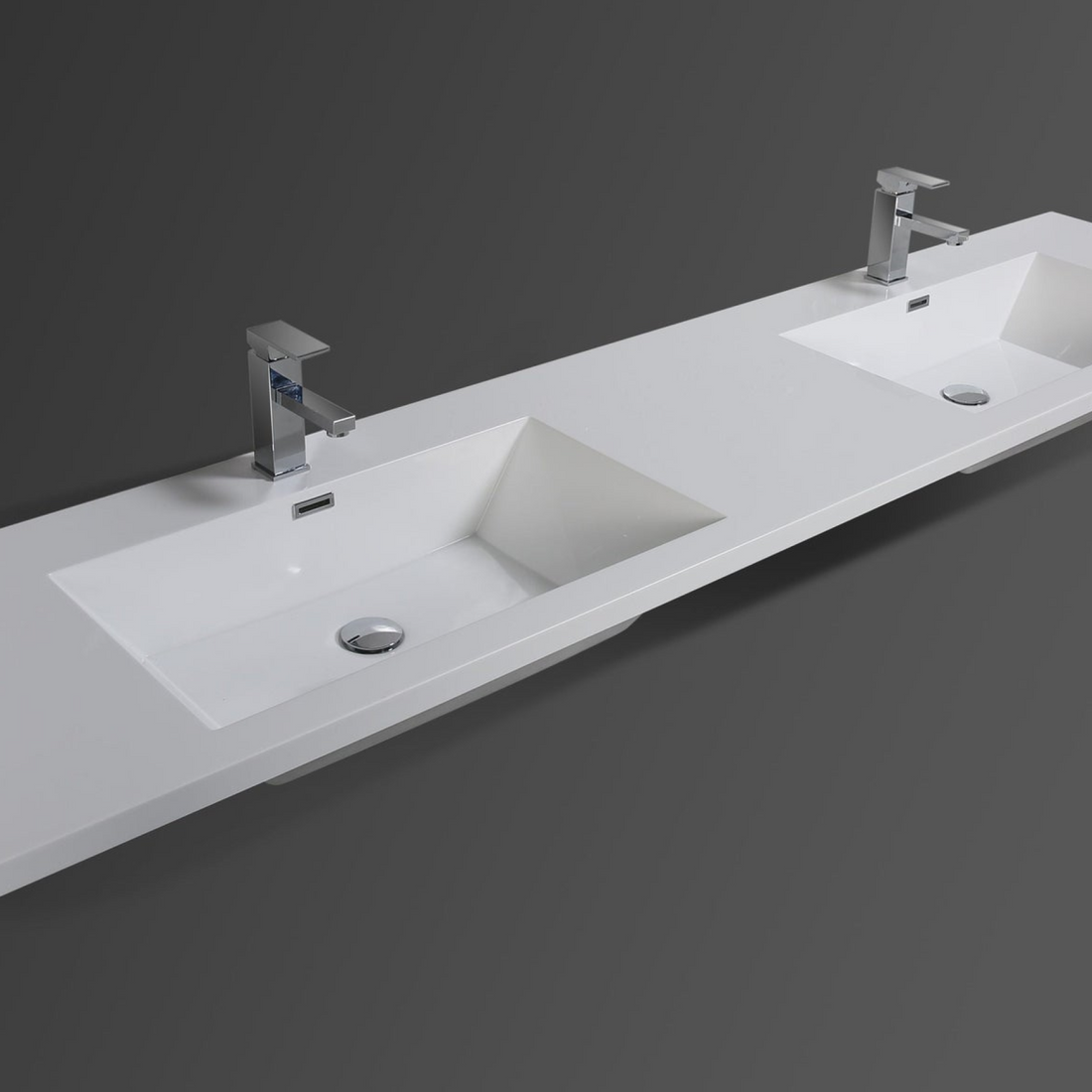Boho Elegance 84&quot; High Gloss Gray Wall-Mounted Vanity With Double Reinforced White Acrylic Sinks