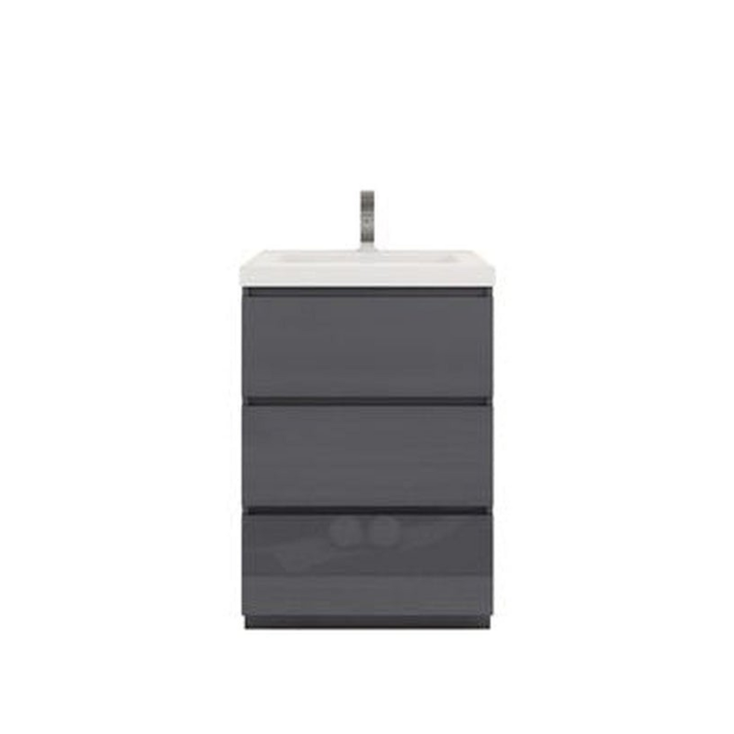 Elysian 24&quot; High Gloss Gray Freestanding Vanity With Single Reinforced White Acrylic Sink