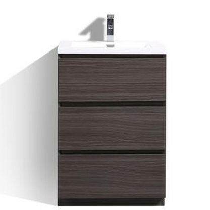 Elysian 24&quot; Dark Gray Oak Freestanding Vanity With Single Reinforced White Acrylic Sink