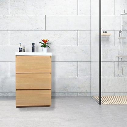 Elysian 24&quot; White Oak Freestanding Vanity With Single Reinforced White Acrylic Sink