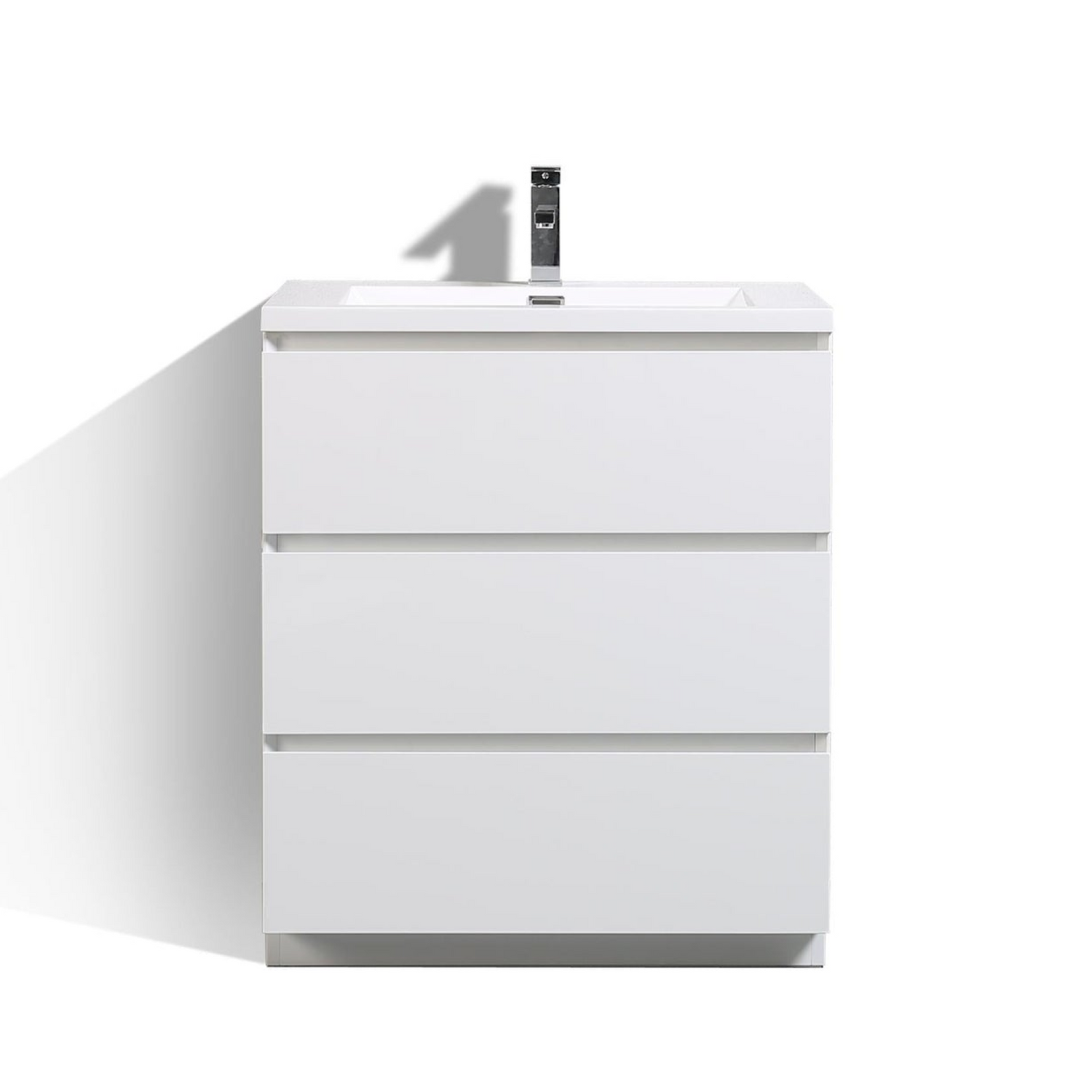 Elysian 30&quot; High Gloss White Freestanding Vanity With Single Reinforced White Acrylic Sink
