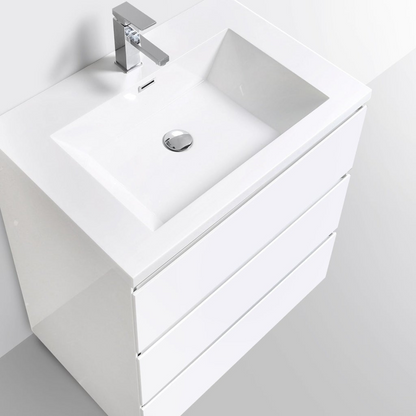 Elysian 30&quot; High Gloss White Freestanding Vanity With Single Reinforced White Acrylic Sink