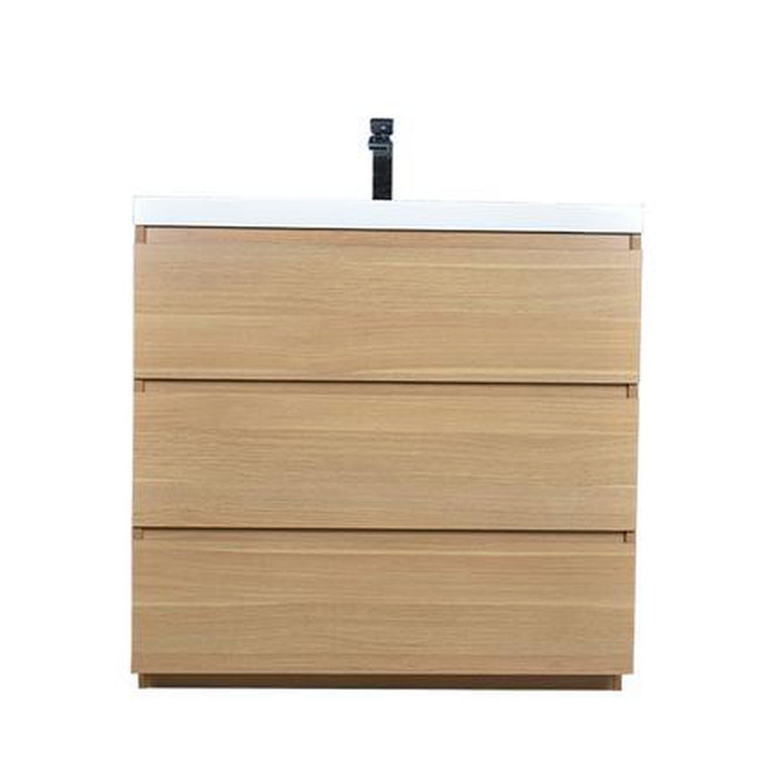 Elysian 36&quot; White Oak Freestanding Vanity With Single Reinforced White Acrylic Sink