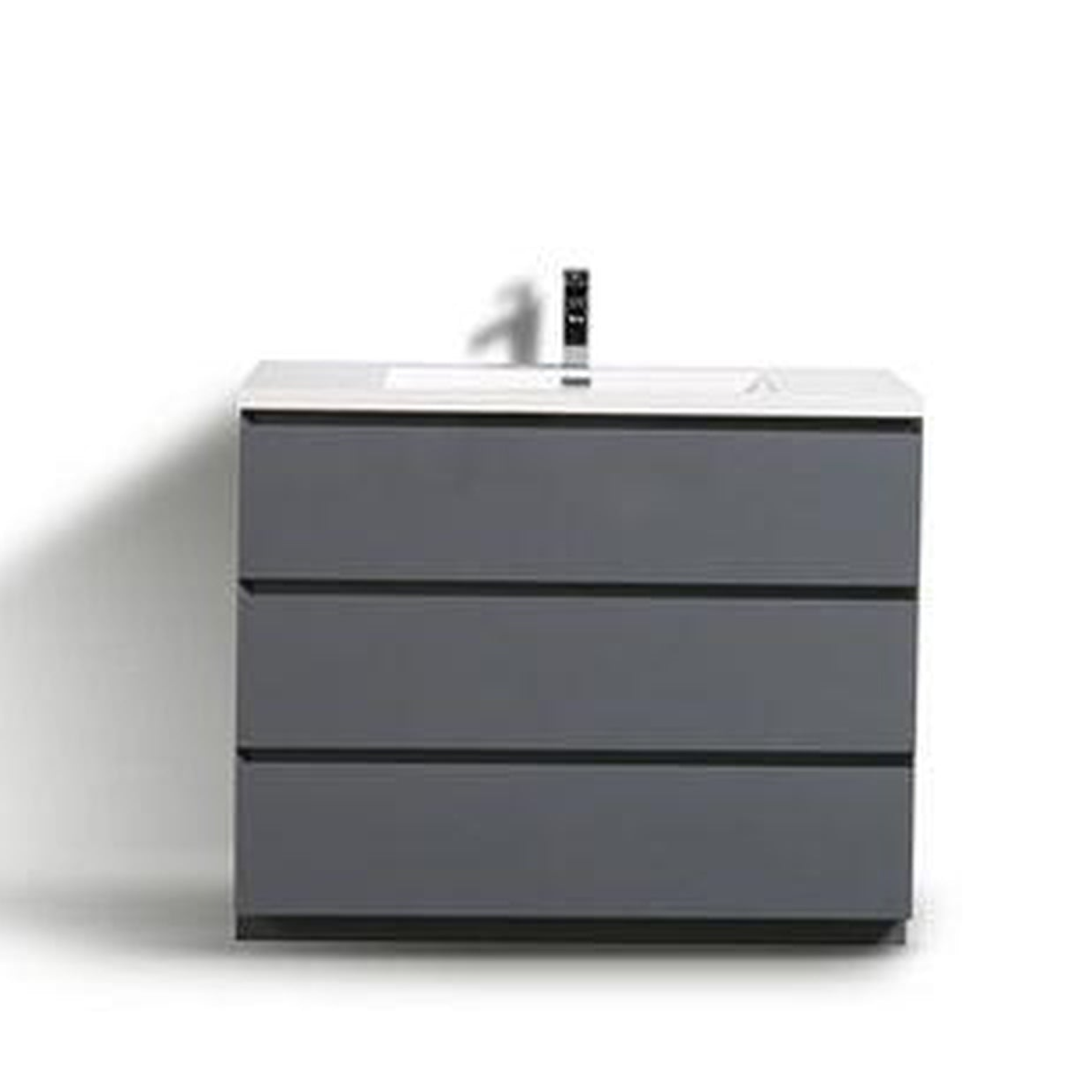 Elysian 48&quot; High Gloss Gray Freestanding Vanity With Single Reinforced White Acrylic Sink