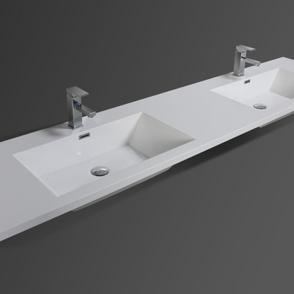 Amara 84&quot; High Gloss White Freestanding Vanity With Double Reinforced White Acrylic Sinks
