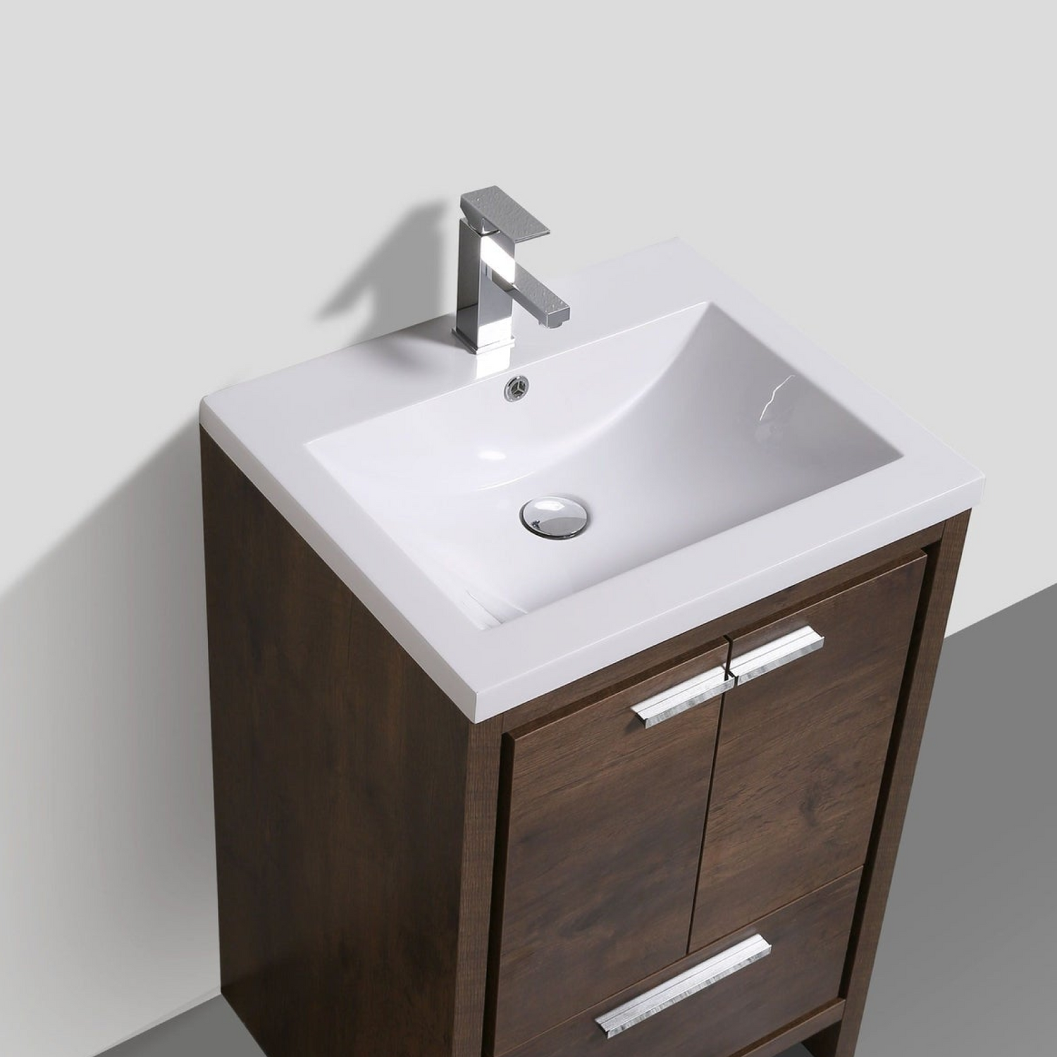 Amara 24&quot; Rosewood Freestanding Vanity With Single Reinforced White Acrylic Sink