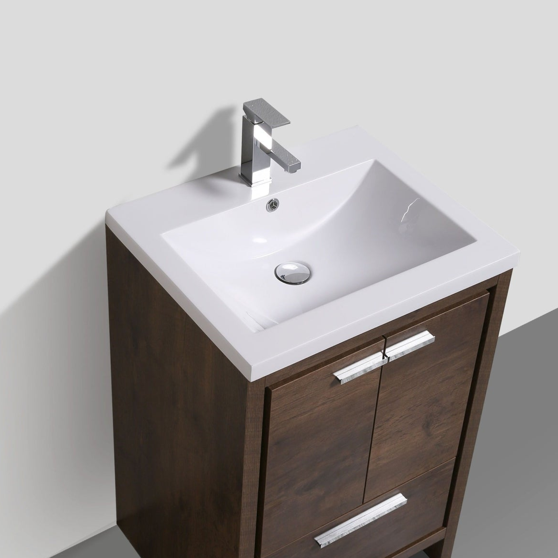 Amara 24&quot; Rosewood Freestanding Vanity With Single Reinforced White Acrylic Sink