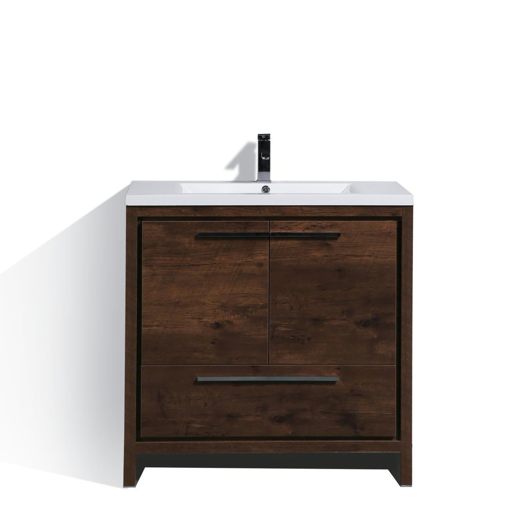 Amara 36&quot; Rosewood Freestanding Vanity With Single Reinforced White Acrylic Sink