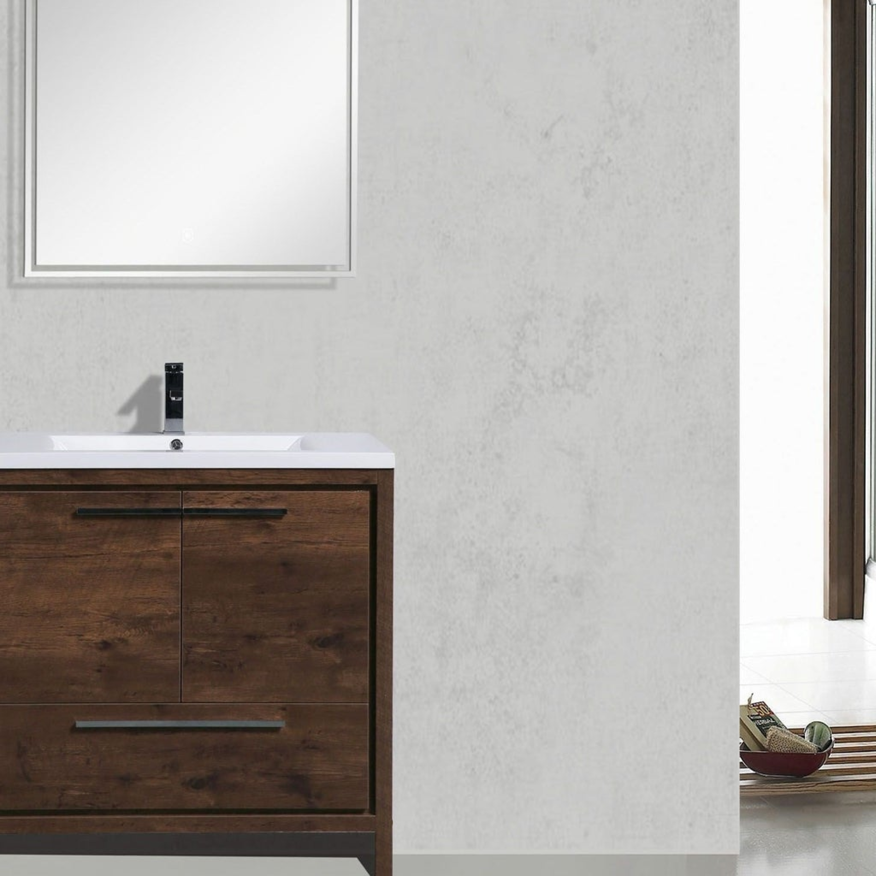 Amara 36&quot; Rosewood Freestanding Vanity With Single Reinforced White Acrylic Sink