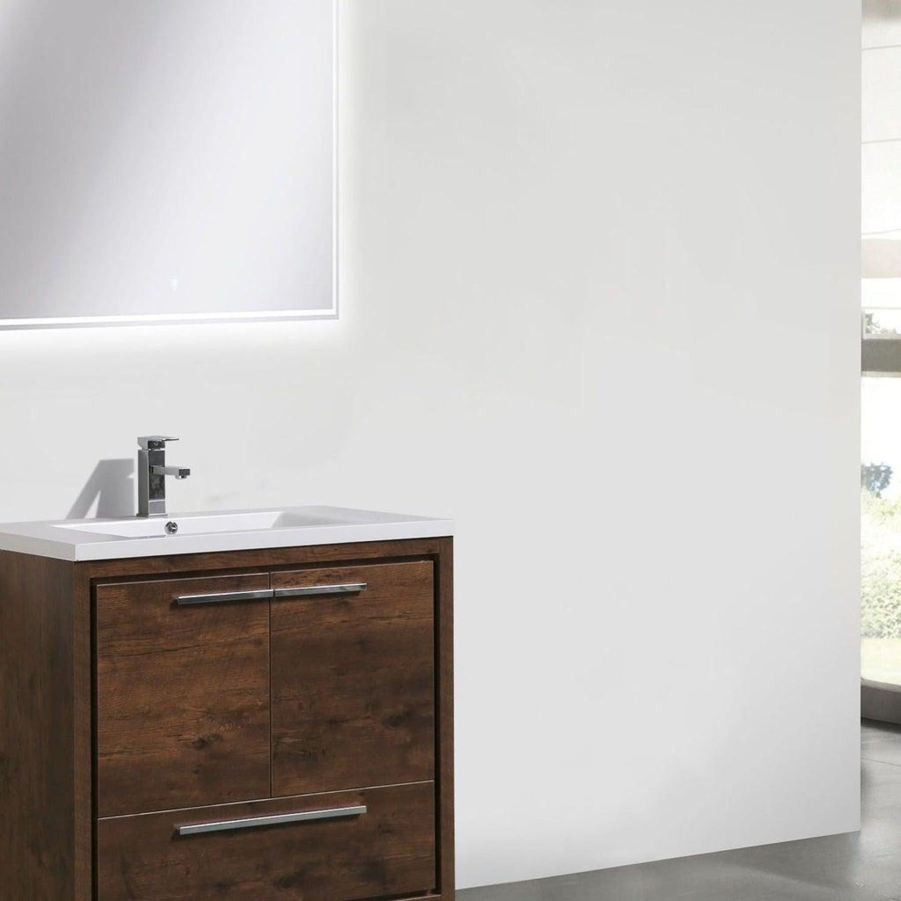 Amara 36&quot; Rosewood Freestanding Vanity With Single Reinforced White Acrylic Sink