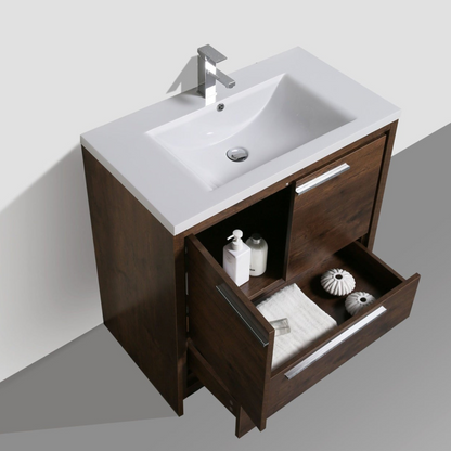 Amara 36&quot; Rosewood Freestanding Vanity With Single Reinforced White Acrylic Sink