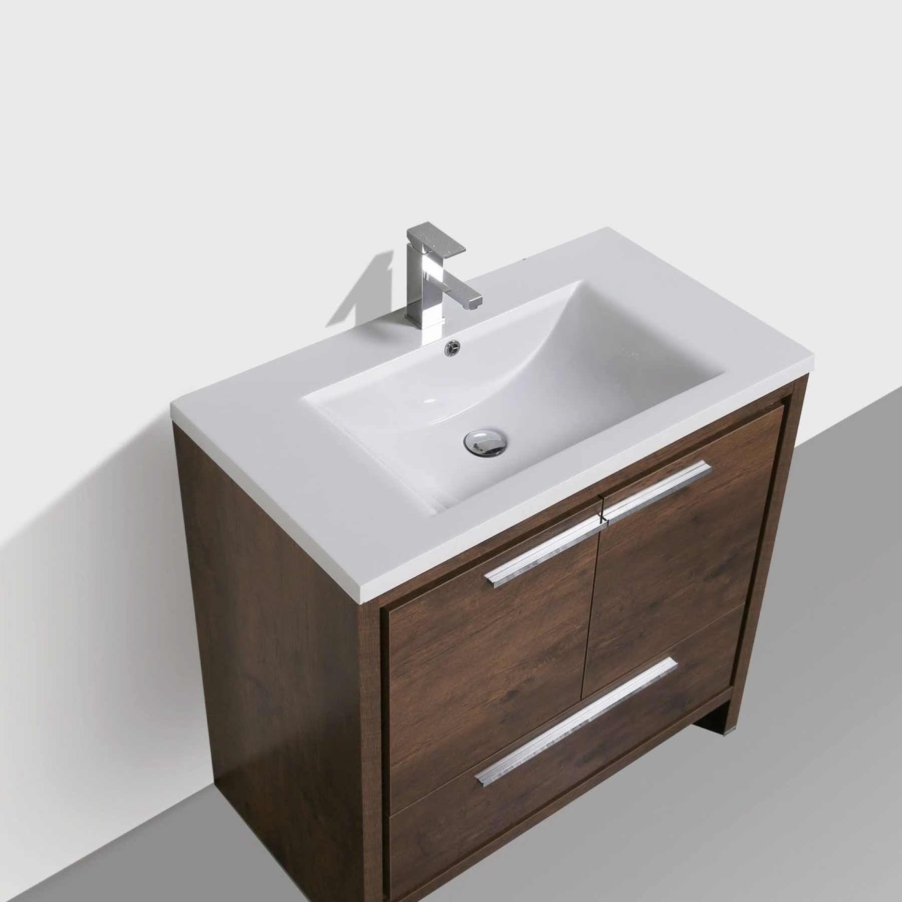Amara 36&quot; Rosewood Freestanding Vanity With Single Reinforced White Acrylic Sink