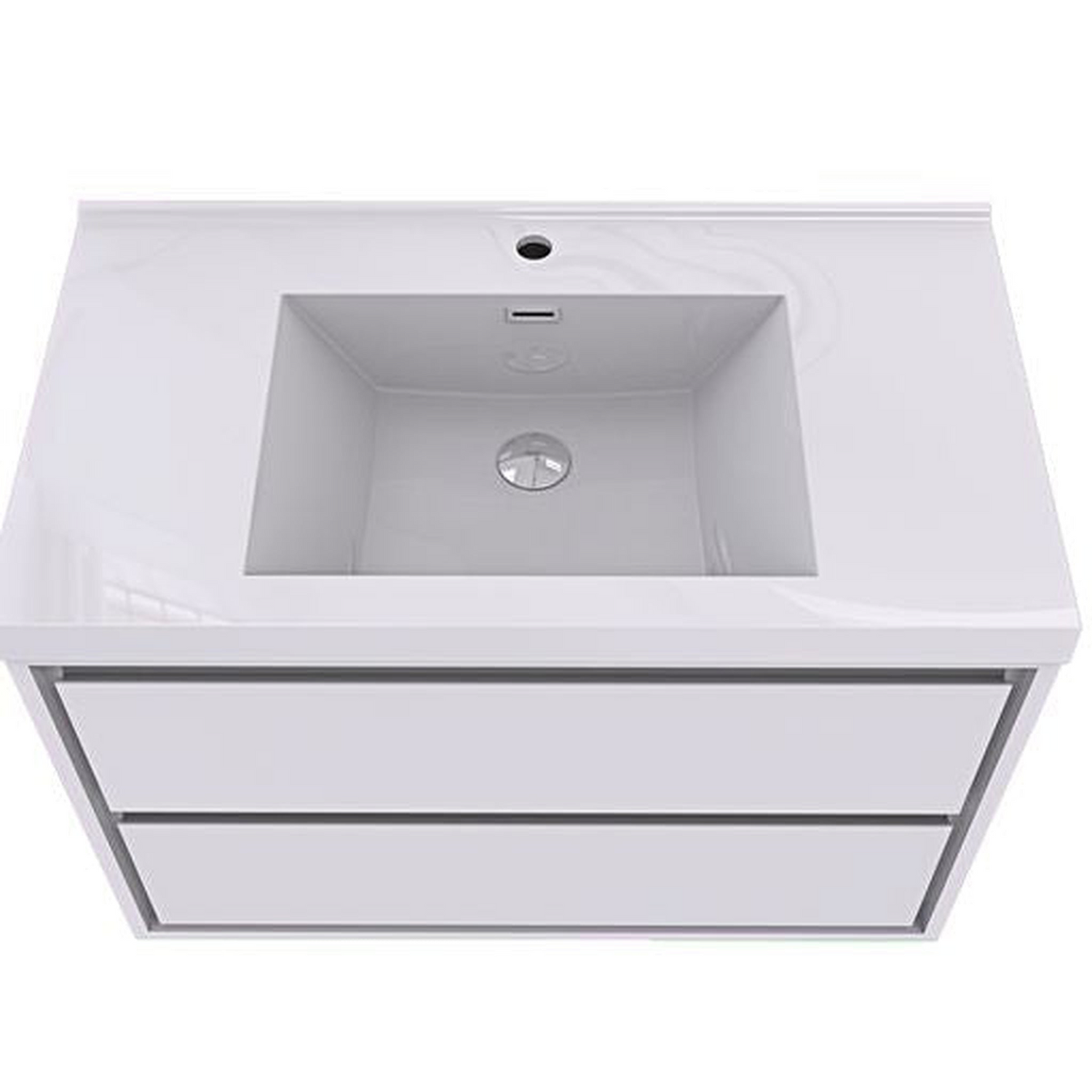 Eden 36&quot; High Gloss White Wall-Mounted Modern Vanity With Single Reinforced White Acrylic Sink