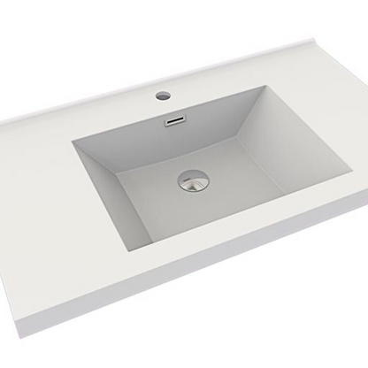 Eden 36&quot; High Gloss White Wall-Mounted Modern Vanity With Single Reinforced White Acrylic Sink