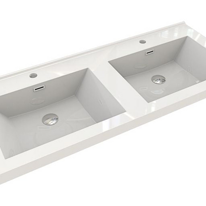 Eden 48&quot; Rosewood Wall-Mounted Modern Vanity With Double Reinforced White Acrylic Sinks
