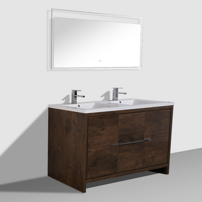 Amara 60&quot; Rosewood Freestanding Vanity With Double Reinforced White Acrylic Sinks