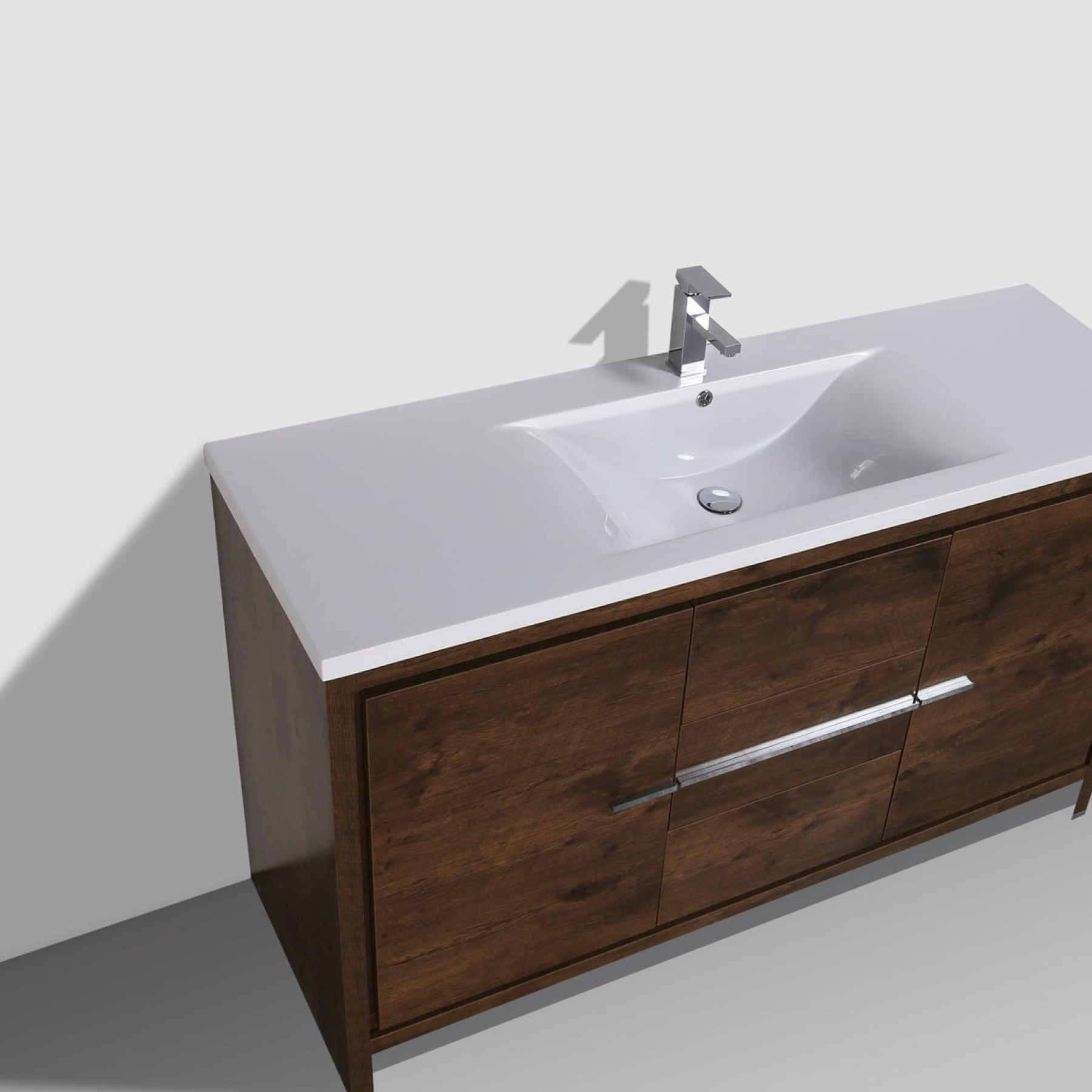 Amara 60&quot; Rosewood Freestanding Vanity With Single Reinforced White Acrylic Sink