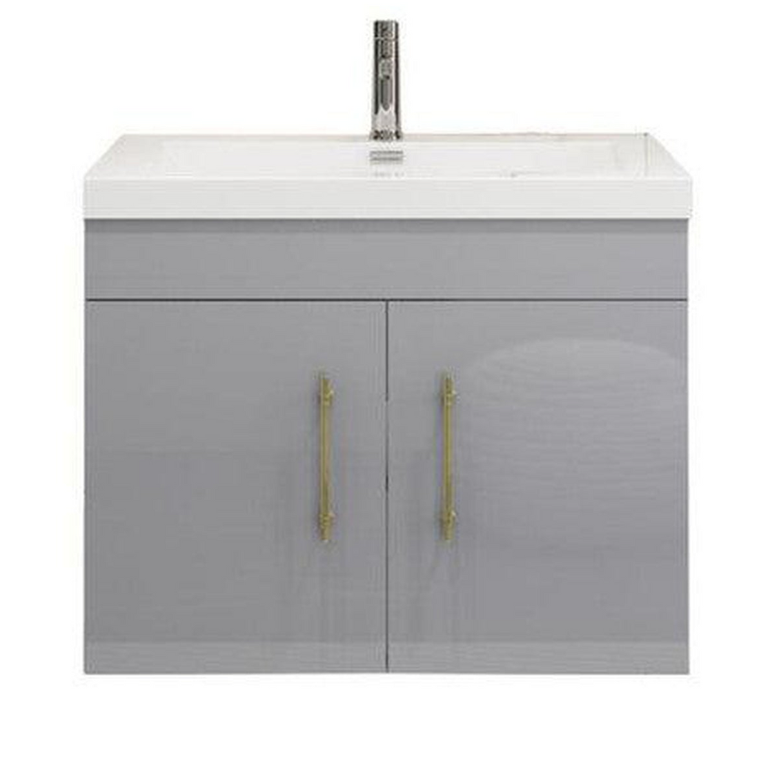 Elara 30&quot; High Gloss Gray Wall-Mounted Vanity With Single Reinforced White 16&quot; Acrylic Sink