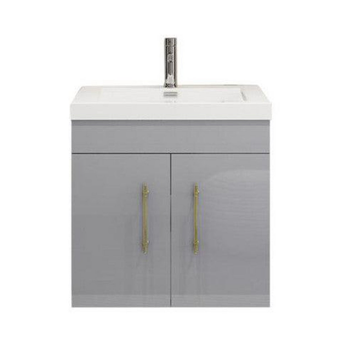 Elara 24&quot; High Gloss Gray Wall-Mounted Vanity With Single Reinforced White Acrylic Sink