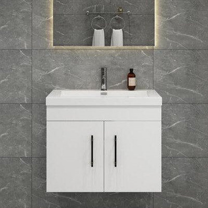 Elara 30&quot; High Gloss White Wall-Mounted Vanity With Single Reinforced White Acrylic Sink