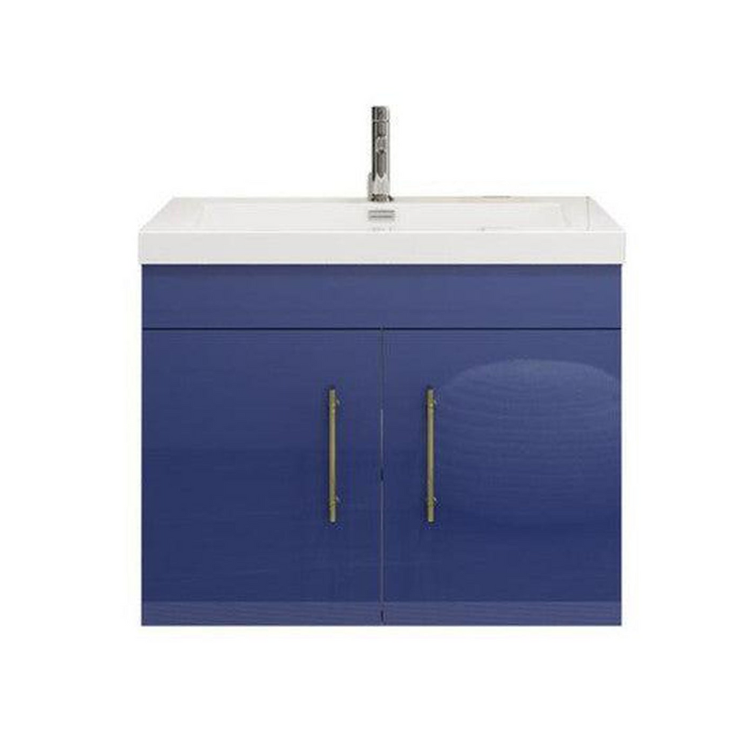 Elara 30&quot; High Gloss Night Blue Wall-Mounted Vanity With Single Reinforced White Acrylic Sink